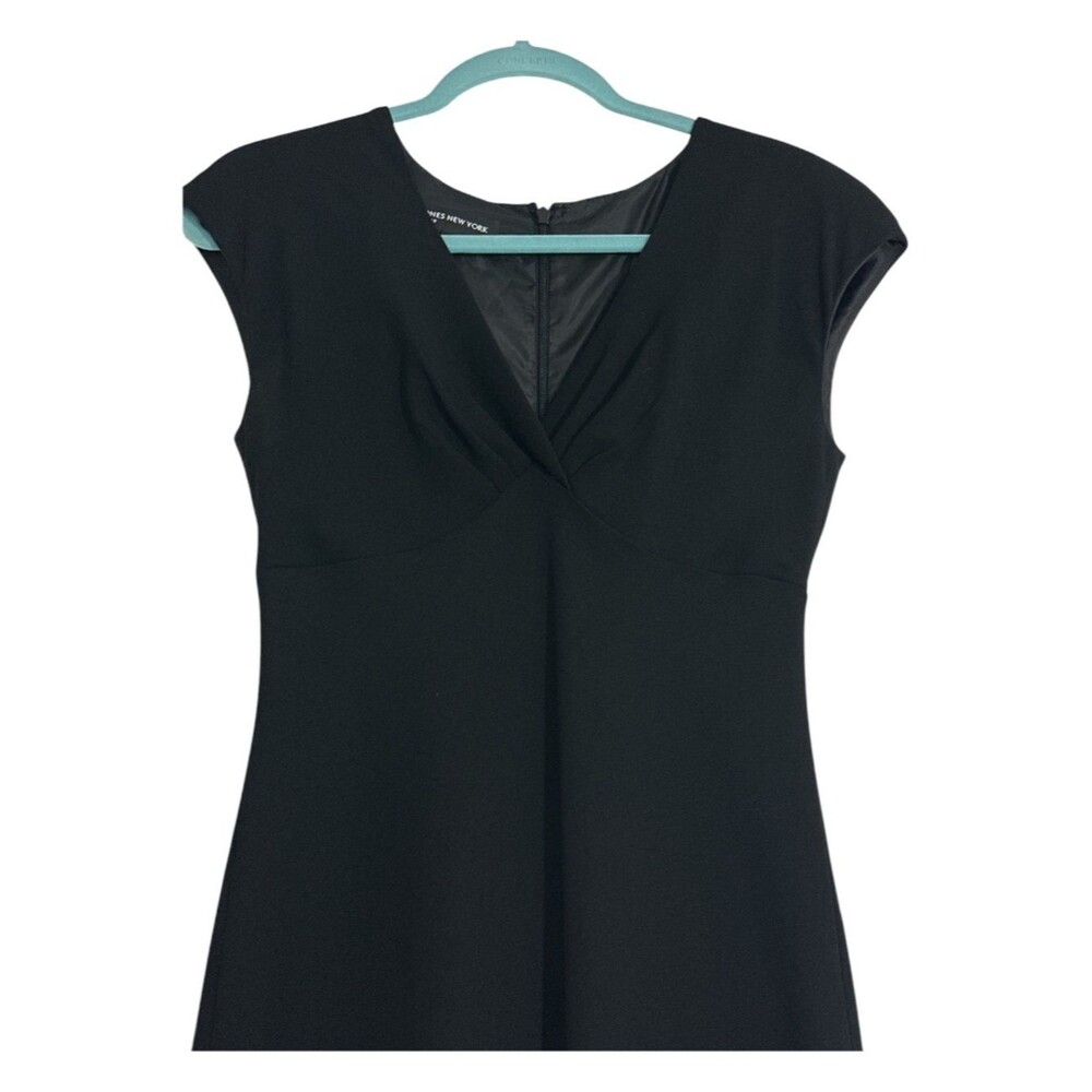 Jones New York Dress 6 Black Twist Front Tea Length Dress - Picture 3 of 8